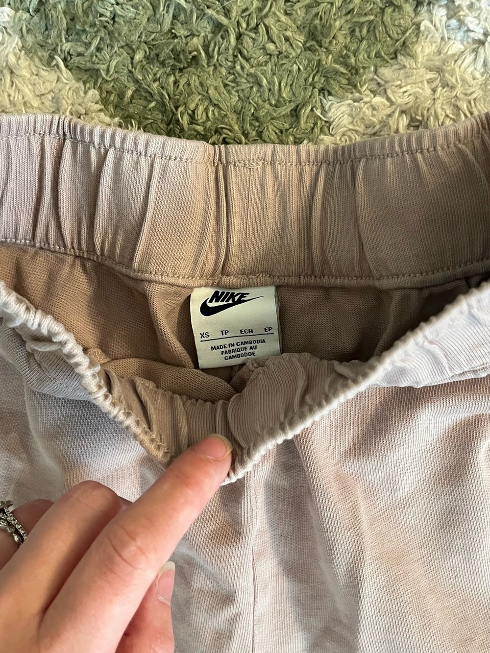 Nike Women's Pink / Tan Elastic-Waist Athletic Shorts - Picture 2 of 2